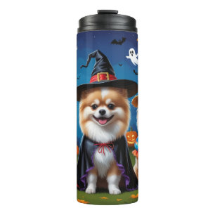 Pomeranian Dogs Pumpkin Halloween Funny  Thermal Tumbler