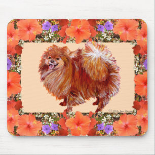 Pomeranian Floral Mouse Pad