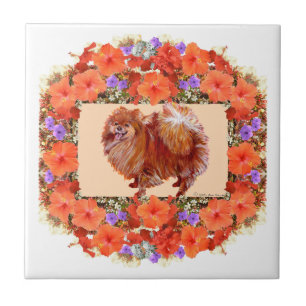 Pomeranian Floral Tile