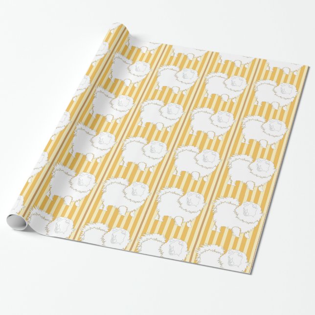 Pomeranian Gift wrapping paper yellow caramel (Unrolled)