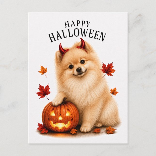Pomeranian Halloween Postcard (Front)