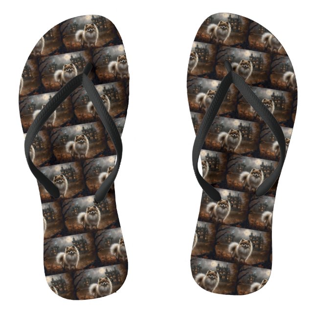 Pomeranian Halloween Scary Jandals (Footbed)