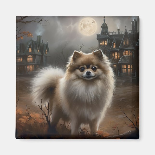 Pomeranian Halloween Scary Magnet (Front)