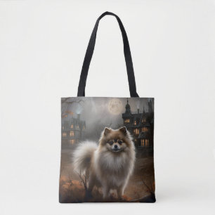 Pomeranian Halloween Scary Tote Bag
