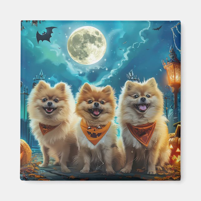 Pomeranian Halloween Spooky Magnet (Front)