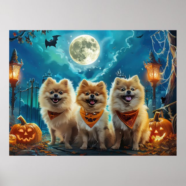 Pomeranian Halloween Spooky Poster (Front)