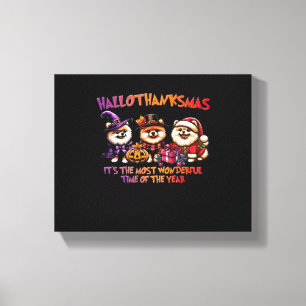 Pomeranian Halloween Thanksgiving Christmas Classi Canvas Print