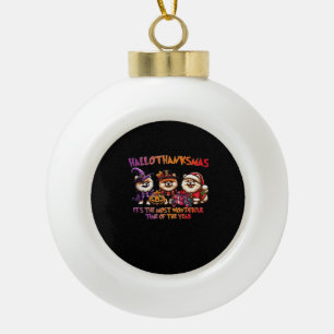 Pomeranian Halloween Thanksgiving Christmas Classi Ceramic Ball Christmas Ornament