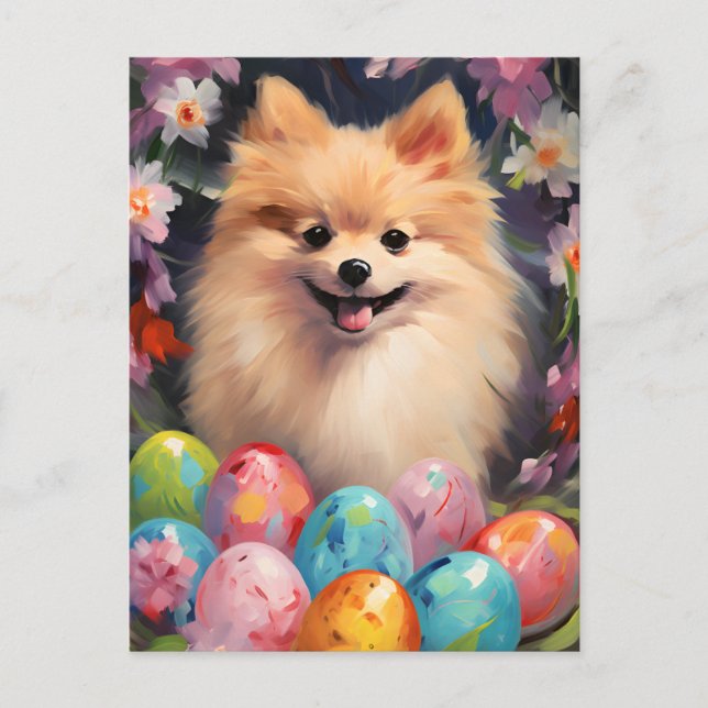 Pomeranian Happy Easter Postcard (Front)