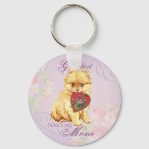 Pomeranian Heart Mum Key Ring