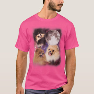 Pomeranian Howling Moon Dog Lover Parody Three Wol T-Shirt