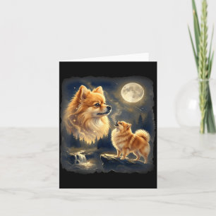 Pomeranian Howling to The Moon Dog Lover Vintage Card