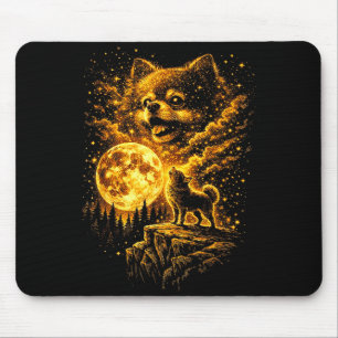 Pomeranian howling to the moon vintage 90s funny mouse pad