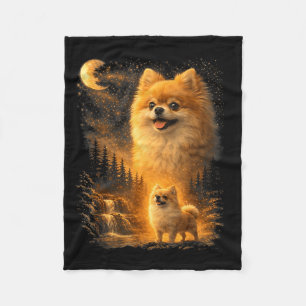 Pomeranian howling to the moon vintage 90s funnyPo Fleece Blanket