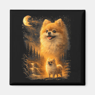Pomeranian howling to the moon vintage 90s funnyPo Magnet