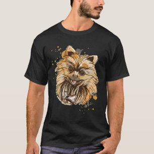 Pomeranian Hund Gesicht Zeichung Süß T-Shirt