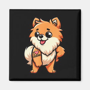 Pomeranian I Love Grandma Funny Dog Tattoo  Magnet