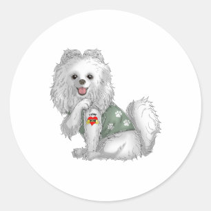 Pomeranian I Love Mum Tattoo Dog Shirt Funny Mothe Classic Round Sticker