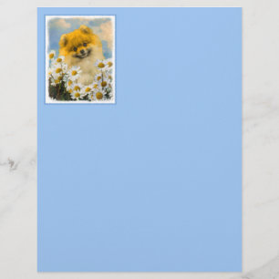 Pomeranian in Daisies Painting - Original Dog Art