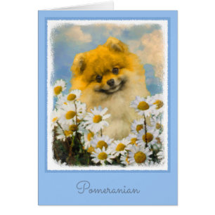 Pomeranian in Daisies Painting - Original Dog Art