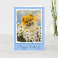 Pomeranian in Daisies Painting - Original Dog Art