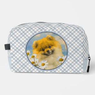 Pomeranian in Daisies Painting Original Dog Art Dopp Kit