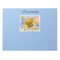 Pomeranian in Daisies Painting - Original Dog Art 