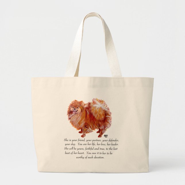 Pomeranian Keepsake Female Large Tote Bag (Front)
