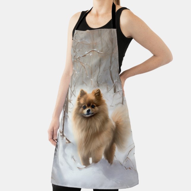 Pomeranian Let It Snow Christmas Apron (Insitu)