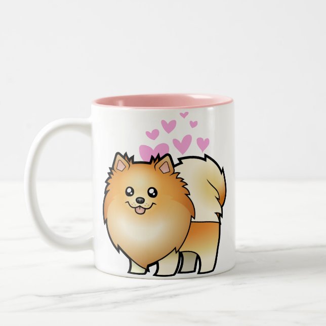 Pomeranian Love Two-Tone Coffee Mug (Left)
