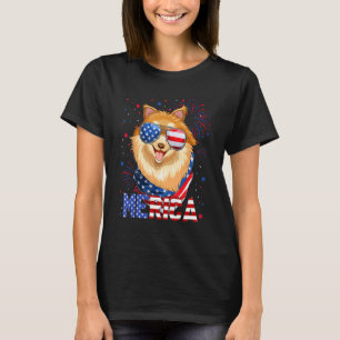 Pomeranian Merica Sunglasses 4th Of July American T-Shirt