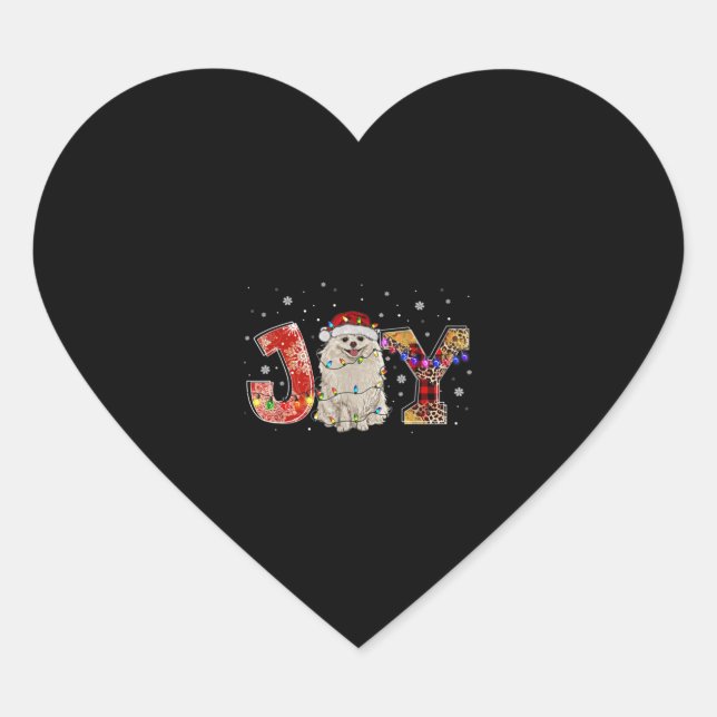 Pomeranian Merry Christmas For Puppy Lover Joy Xma Heart Sticker (Front)