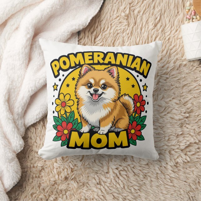 Pomeranian Mum Floral Cushion (Blanket)