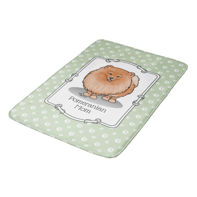 Pomeranian Mum Pom Mum (orange red) Cute Dog Mum Bath Mat (Angled)