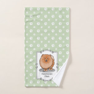 Pomeranian Mum Pom Mum (orange red) Cute Dog Mum Bath Towel Set