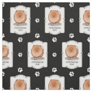 Pomeranian Mum Pom Mum (orange red) Cute Dog Mum Fabric