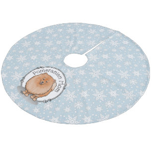 Pomeranian Mum Pom Mum (orange red) Cute Dog Mum Fleece Tree Skirt