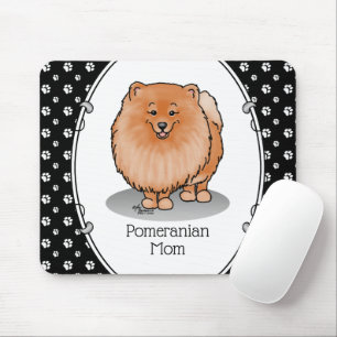 Pomeranian Mum Pom Mum (orange red) Cute Dog Mum Mouse Pad