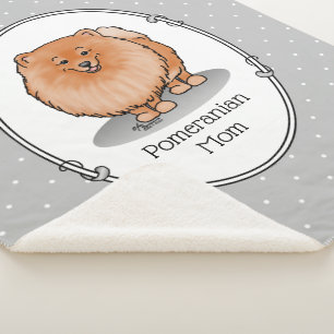 Pomeranian Mum Pom Mum (orange red) Cute Dog Mum Sherpa Blanket
