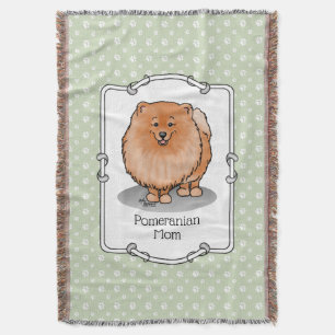 Pomeranian Mum Pom Mum (orange red) Cute Dog Mum Throw Blanket