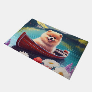 Pomeranian on a Paddle: A Scenic Adventure Doormat