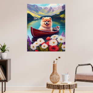Pomeranian on a Paddle: A Scenic Adventure Poster