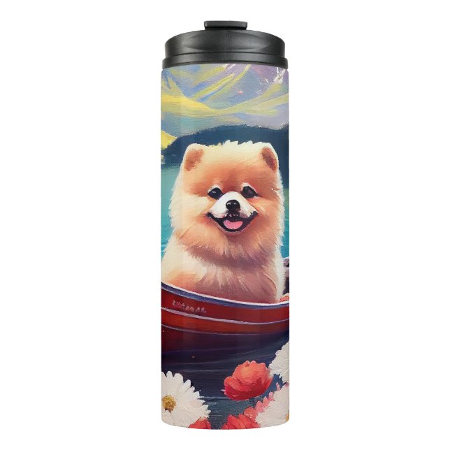 Pomeranian on a Paddle: A Scenic Adventure Thermal Tumbler (Front)