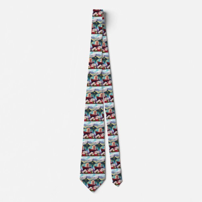 Pomeranian on a Paddle: A Scenic Adventure Tie (Front)
