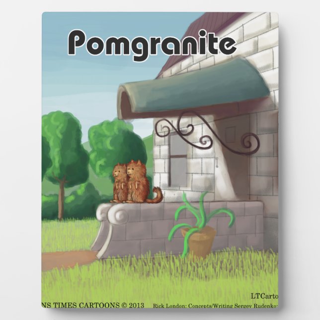 Pomeranian On Granite (Pomegranite) Funny Plaque (Front)