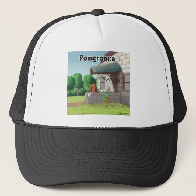 Pomeranian On Granite (Pomegranite) Funny Trucker Hat (Front)