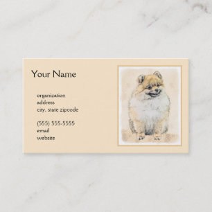 Pomeranian (Orange) Painting - Original Dog Art Business Card