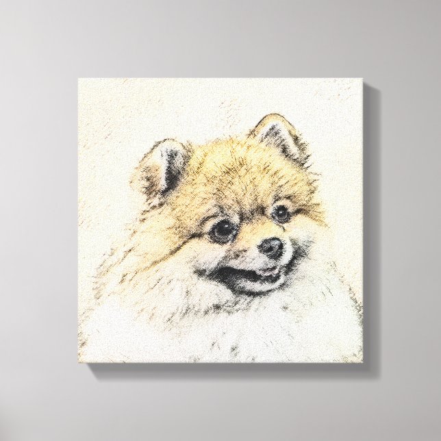 Pomeranian (Orange) Painting - Original Dog Art Canvas Print (Front)