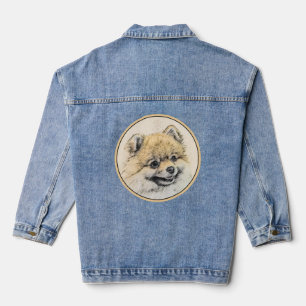 Pomeranian (Orange) Painting - Original Dog Art Denim Jacket
