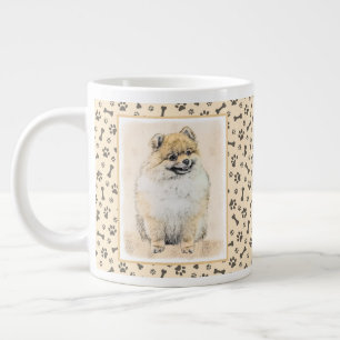 Pomeranian (Orange) Painting - Original Dog Art Large Coffee Mug